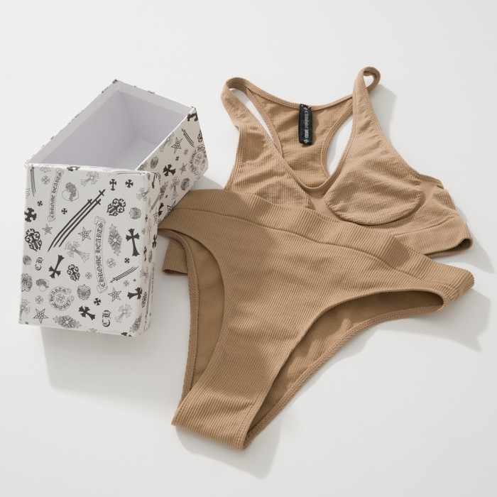 NIGO Chrome Hearts Women's Summer Solid Color Knit Sports Underwear Set #nigo72444