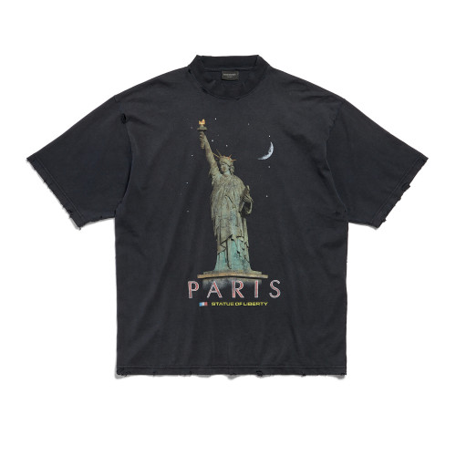 NIGO Balenciaga Men's Spring/summer Statue Of Liberty Solid Color Retro Loose Casual Plain Knitted Large Silhouette Short Sleeved T-shirt #nigo72447