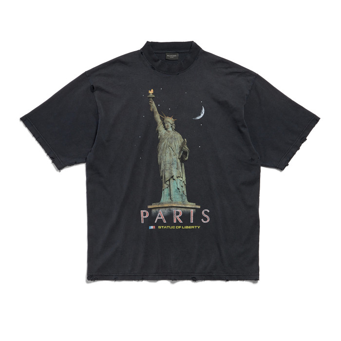 NIGO Balenciaga Men's Spring/summer Statue Of Liberty Solid Color Retro Loose Casual Plain Knitted Large Silhouette Short Sleeved T-shirt #nigo72447