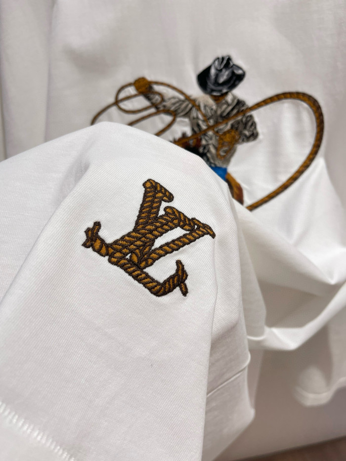 NIGO Louis Vuitton Men's Summer Cowboy Logo Pattern Print Embroidery Round Neck Cotton Short Sleeve T-Shirt #nigo72461