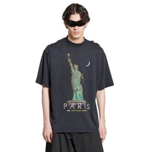 NIGO Balenciaga Men's Spring/summer Statue Of Liberty Solid Color Retro Loose Casual Plain Knitted Large Silhouette Short Sleeved T-shirt #nigo72447