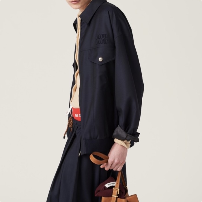 NIGO MiuMiu Women's Spring and Autumn Letter Embroidery Lapel Loose Zipper Long Sleeve Jacket #nigo72453