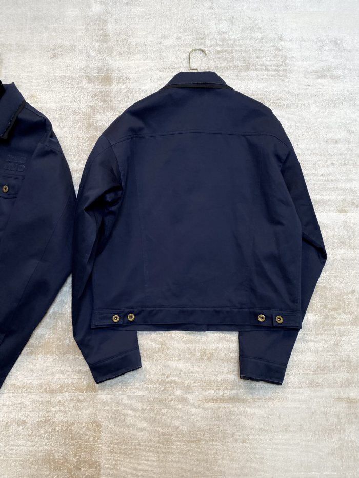 NIGO MiuMiu Women's Spring and Autumn Navy Blue Logo Embroidery Lapel Single Breasted Long Sleeve Jacket #nigo72448