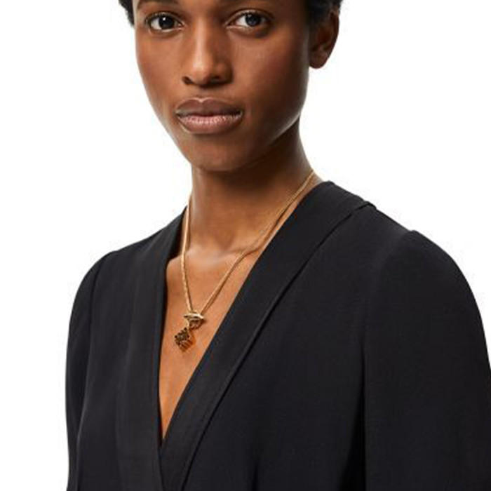 NIGO Loewe Women's Metal Anagram Pendant Necklace Logo Pattern Skeleton Geometric Necklace Jewelry #nigo71358