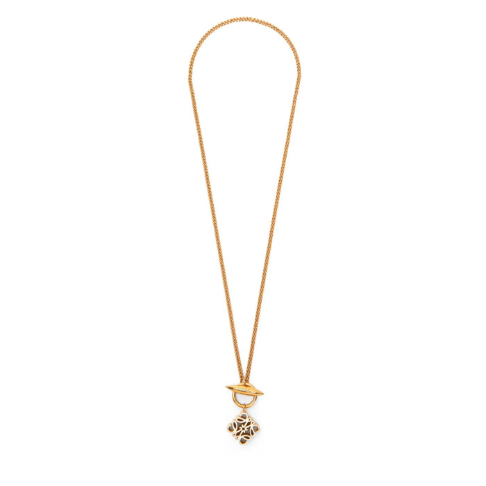 NIGO Loewe Women's Metal Anagram Pendant Necklace Logo Pattern Skeleton Geometric Necklace Jewelry #nigo71358