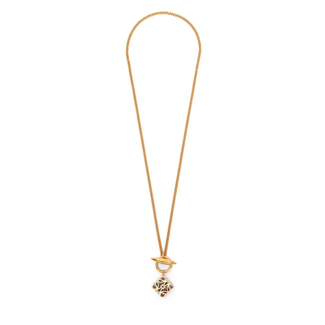 NIGO Loewe Women's Metal Anagram Pendant Necklace Logo Pattern Skeleton Geometric Necklace Jewelry #nigo71358