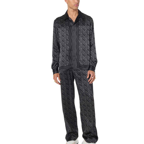NIGO Casablanca Men's Spring And Fall Solid Color Heart Full Print Lapel Long-Sleeved Silk Loose Shirt Casual Elastic Waist Straight Pants Ngvp #nigo8827