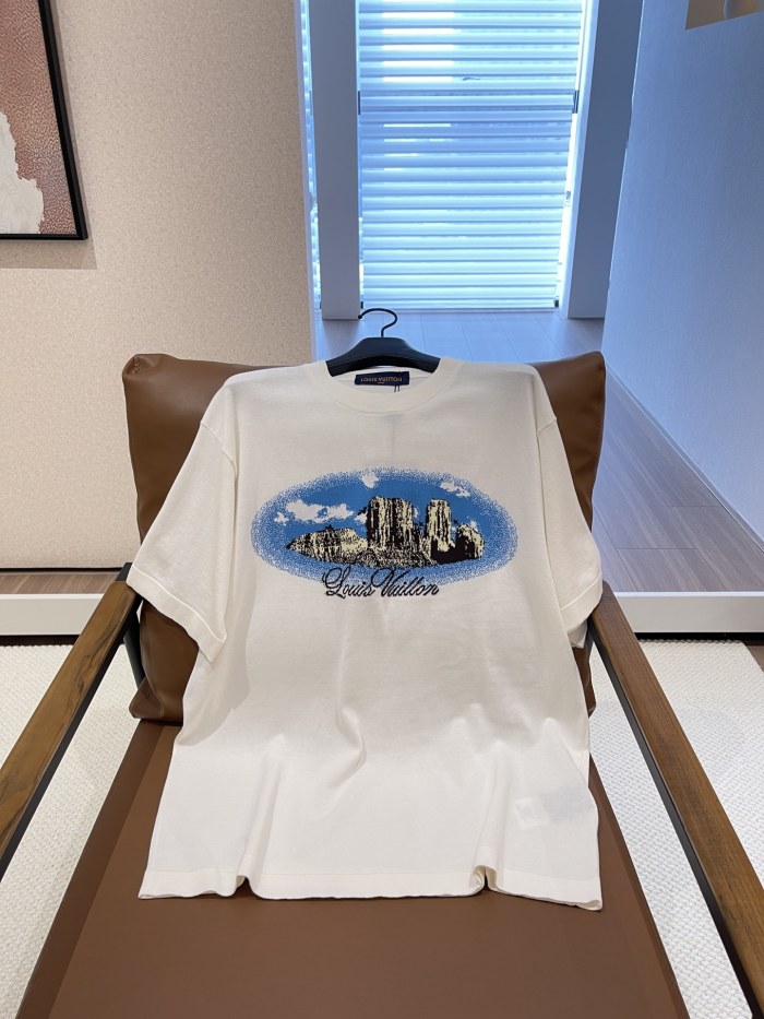 NIGO Louis Vuitton Men's Summer Monogram Printed White Round Neck Cotton Short Sleeve T-Shirt #nigo72455