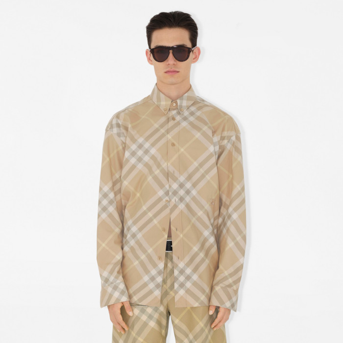 NIGO Burberry Men's Spring And Autumn New Retro Plaid Cotton Shirt Color Blocking Single-breasted Lapel Button Down Shirt  #nigo71363