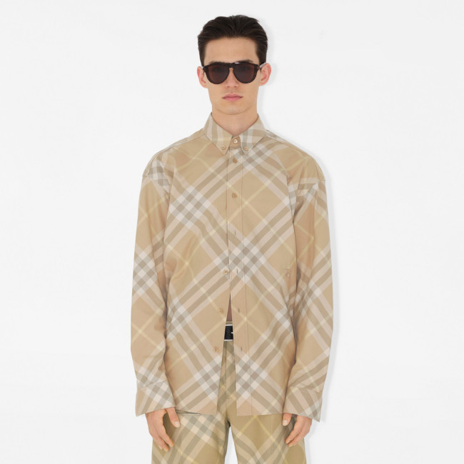 NIGO Burberry Men's Spring And Autumn New Retro Plaid Cotton Shirt Color Blocking Single-breasted Lapel Button Down Shirt #nigo71363