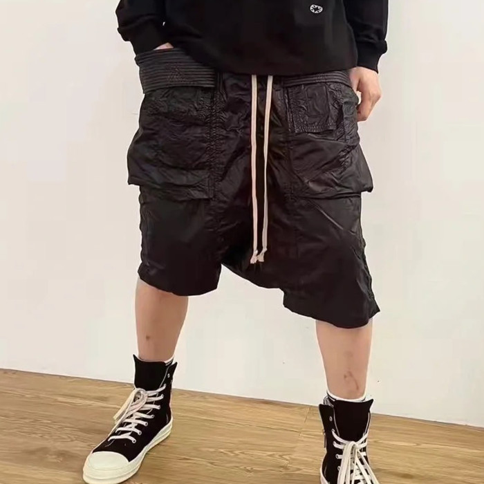 NIGO Rick Owens DRKSHDW Men's Spring/summer Retro High Street Thin Black Shorts Workwear Drawstring Pants  Ngvp #nigo8794
