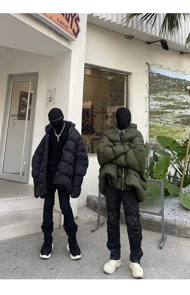 NIGO Rick Owens Men's Winter Diablo Style Solid Color Bat Sleeve Loose Hooded Long Sleeve Puffer Down Jacket Ngvp #nigo8833