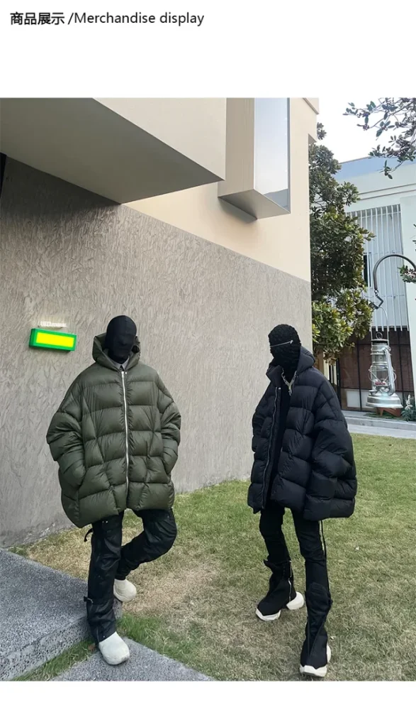NIGO Rick Owens Men's Winter Diablo Style Solid Color Bat Sleeve Loose Hooded Long Sleeve Puffer Down Jacket Ngvp #nigo8833
