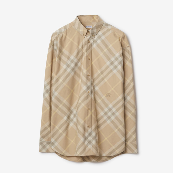 NIGO Burberry Men's Spring And Autumn New Retro Plaid Cotton Shirt Color Blocking Single-breasted Lapel Button Down Shirt  #nigo71363