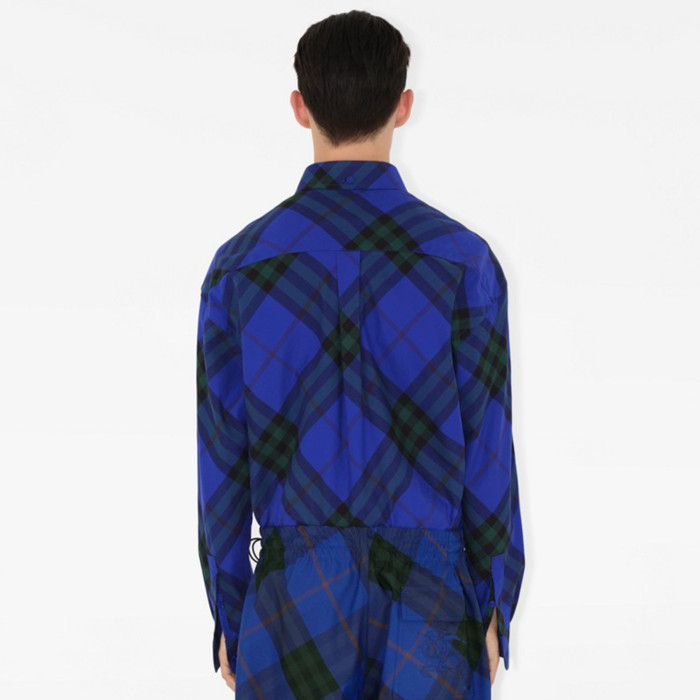 NIGO Burberry Men's Spring And Autumn New Retro Plaid Cotton Shirt Color Blocking Single-breasted Lapel Button Down Shirt  #nigo71363