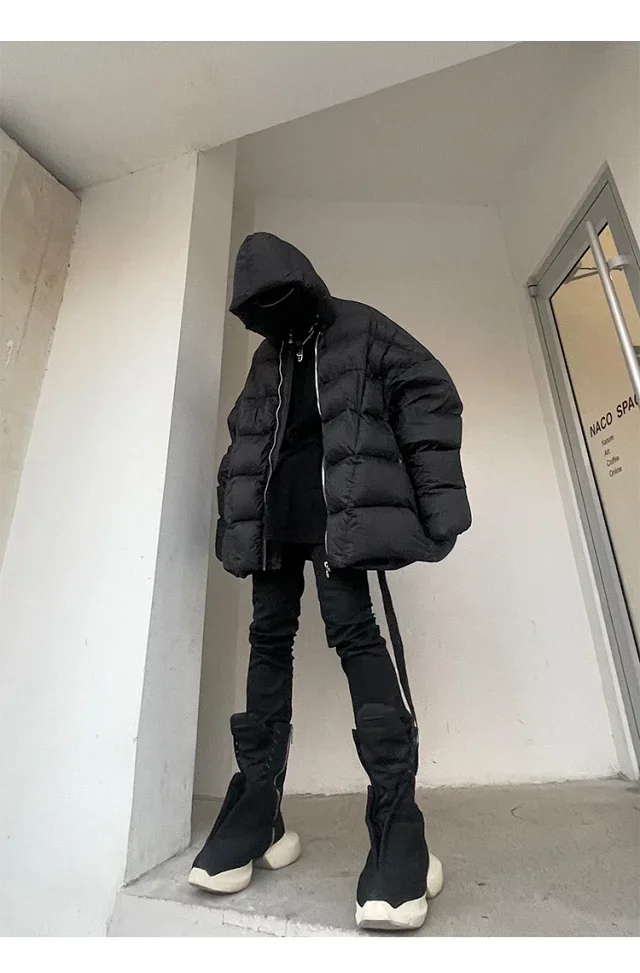 NIGO Rick Owens Men's Winter Diablo Style Solid Color Bat Sleeve Loose Hooded Long Sleeve Puffer Down Jacket Ngvp #nigo8833