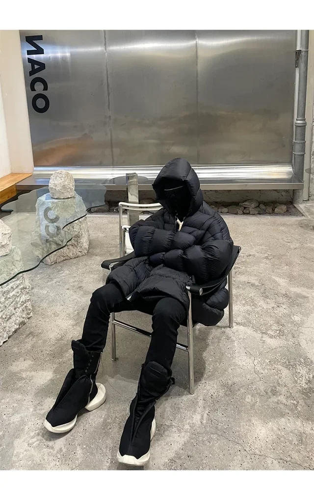 NIGO Rick Owens Men's Winter Diablo Style Solid Color Bat Sleeve Loose Hooded Long Sleeve Puffer Down Jacket Ngvp #nigo8833