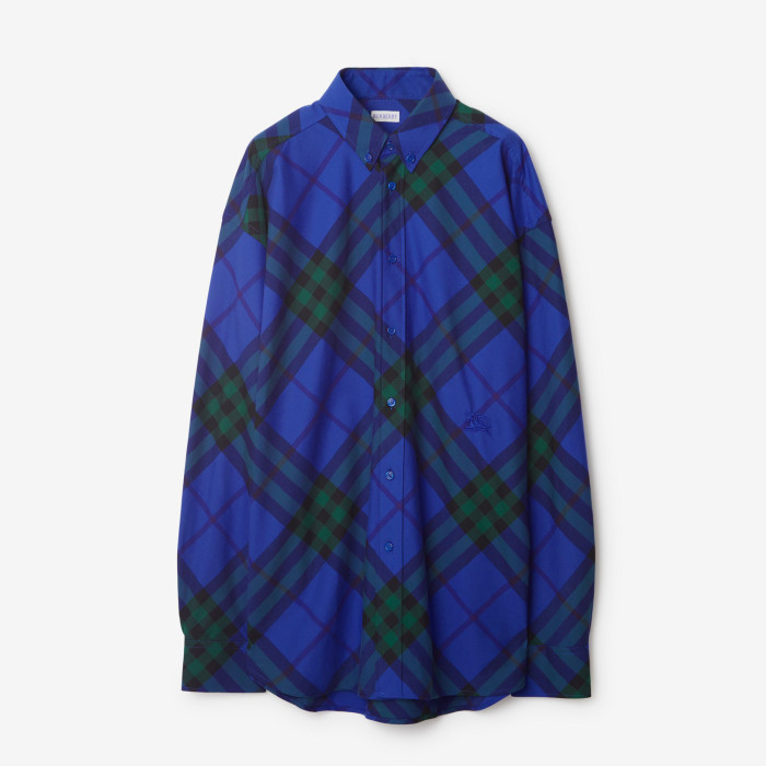 NIGO Burberry Men's Spring And Autumn New Retro Plaid Cotton Shirt Color Blocking Single-breasted Lapel Button Down Shirt  #nigo71363
