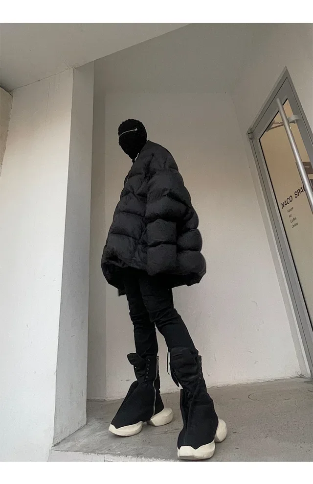 NIGO Rick Owens Men's Winter Diablo Style Solid Color Bat Sleeve Loose Hooded Long Sleeve Puffer Down Jacket Ngvp #nigo8833