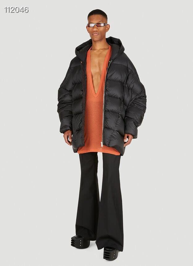 NIGO Rick Owens Men's Winter Diablo Style Solid Color Bat Sleeve Loose Hooded Long Sleeve Puffer Down Jacket Ngvp #nigo8833
