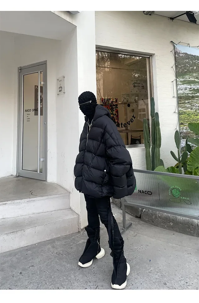 NIGO Rick Owens Men's Winter Diablo Style Solid Color Bat Sleeve Loose Hooded Long Sleeve Puffer Down Jacket Ngvp #nigo8833