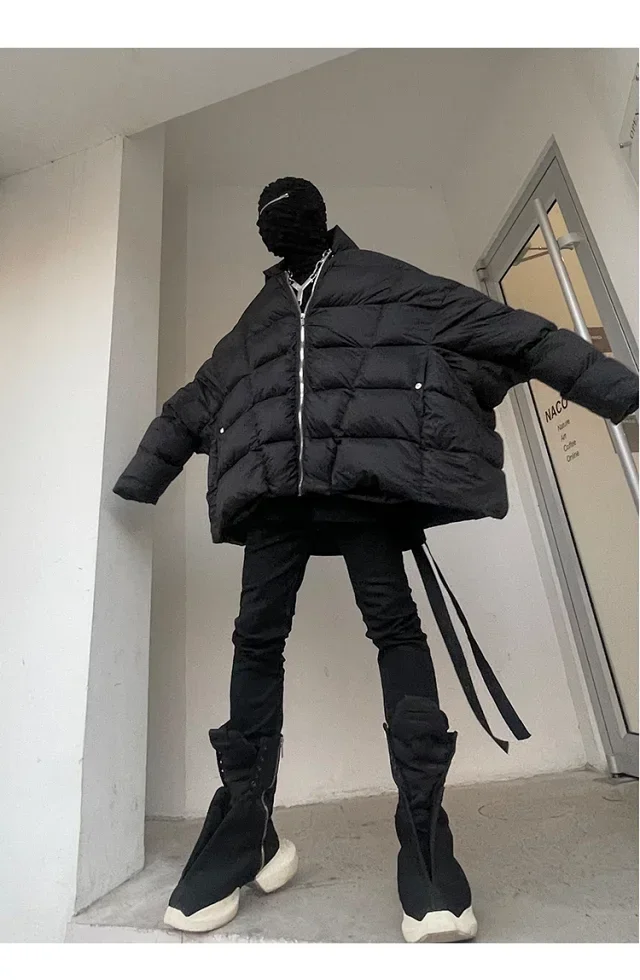 NIGO Rick Owens Men's Winter Diablo Style Solid Color Bat Sleeve Loose Hooded Long Sleeve Puffer Down Jacket Ngvp #nigo8833