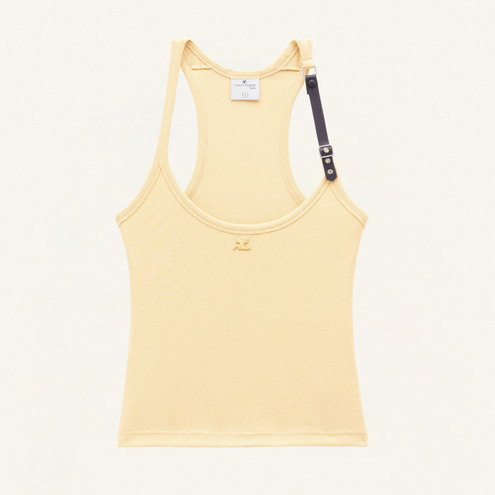 NIGO Courrèges Women's Summer Holistic Buckle Detail Solid Color Ribbed Knit Sleeveless Vest Ngvp #nigo8831