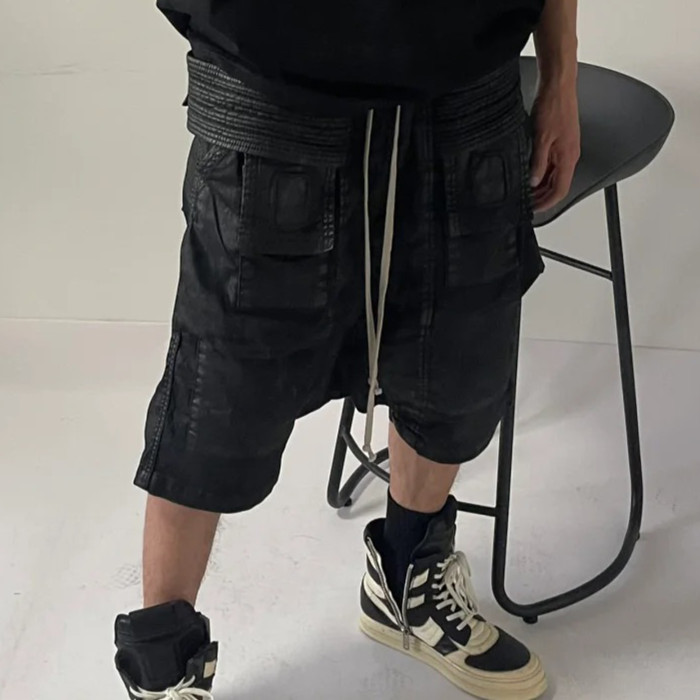 NIGO Rick Owens DRKSHDW Men's Spring/summer Retro High Street Thin Black Shorts Workwear Drawstring Pants  Ngvp #nigo8794
