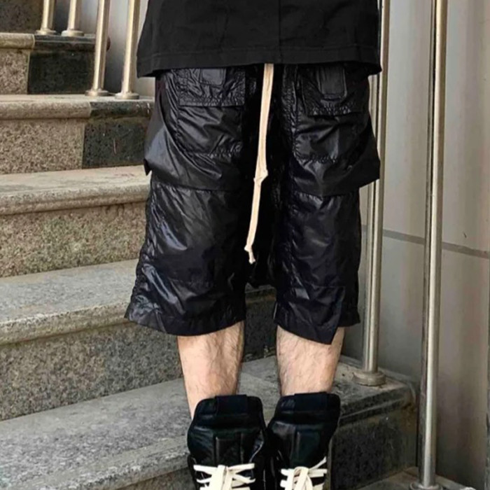 NIGO Rick Owens DRKSHDW Men's Spring/summer Retro High Street Thin Black Shorts Workwear Drawstring Pants  Ngvp #nigo8794