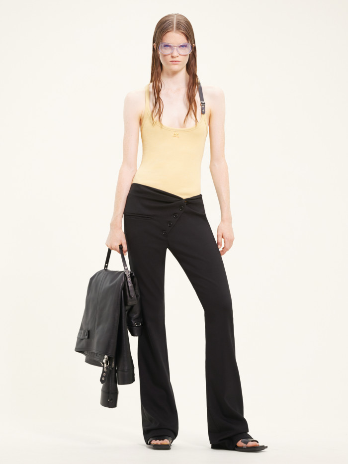 NIGO Courrèges Women's Summer Holistic Buckle Detail Solid Color Ribbed Knit Sleeveless Vest Ngvp #nigo8831