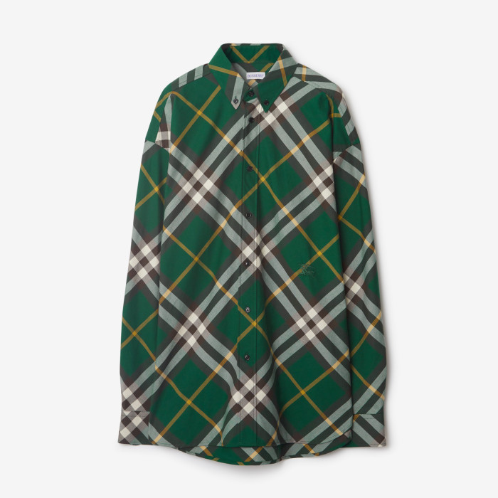 NIGO Burberry Men's Spring And Autumn New Retro Plaid Cotton Shirt Color Blocking Single-breasted Lapel Button Down Shirt  #nigo71363