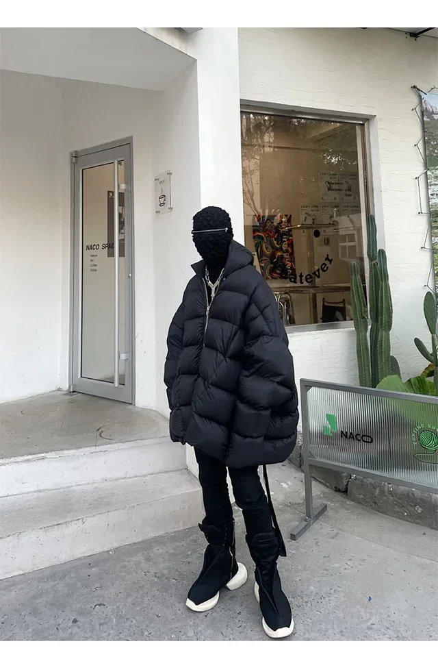 NIGO Rick Owens Men's Winter Diablo Style Solid Color Bat Sleeve Loose Hooded Long Sleeve Puffer Down Jacket Ngvp #nigo8833