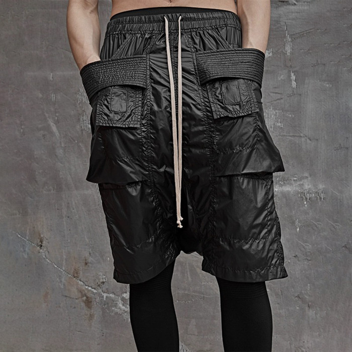 NIGO Rick Owens DRKSHDW Men's Spring/summer Retro High Street Thin Black Shorts Workwear Drawstring Pants  Ngvp #nigo8794