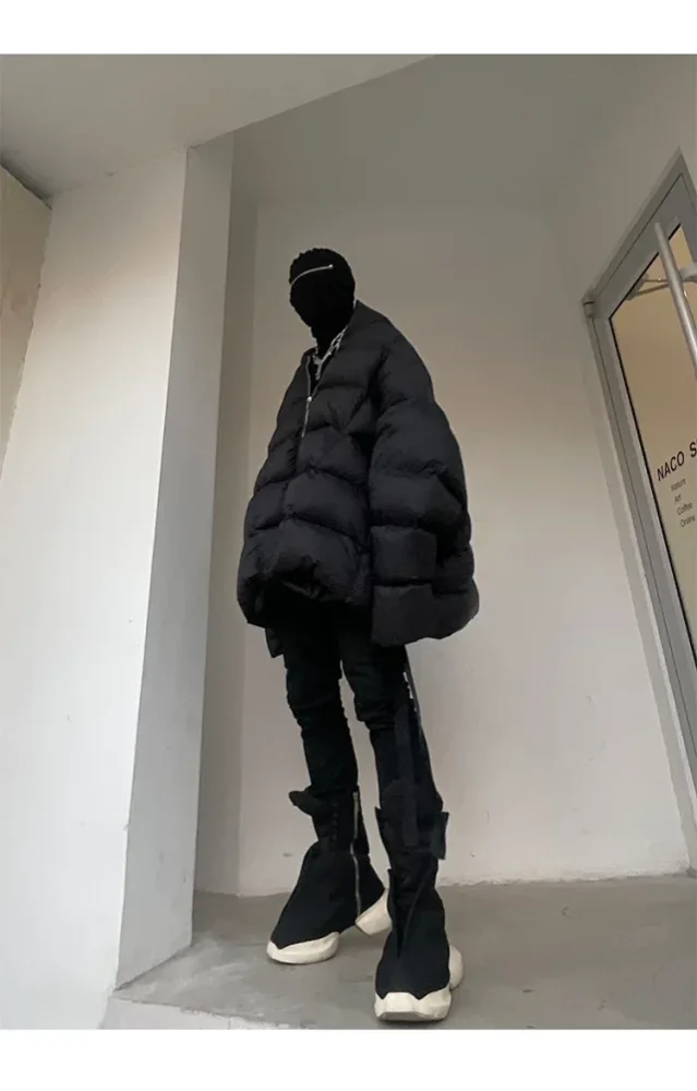 NIGO Rick Owens Men's Winter Diablo Style Solid Color Bat Sleeve Loose Hooded Long Sleeve Puffer Down Jacket Ngvp #nigo8833