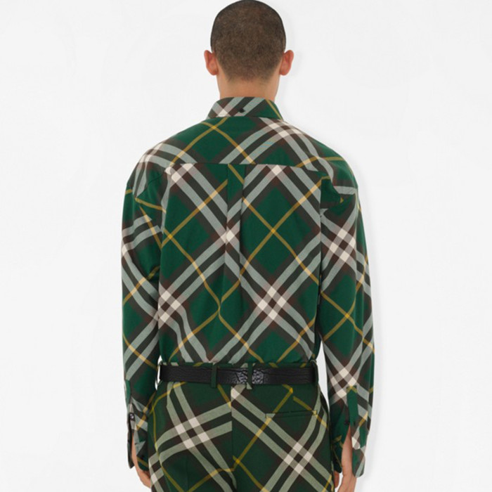 NIGO Burberry Men's Spring And Autumn New Retro Plaid Cotton Shirt Color Blocking Single-breasted Lapel Button Down Shirt  #nigo71363