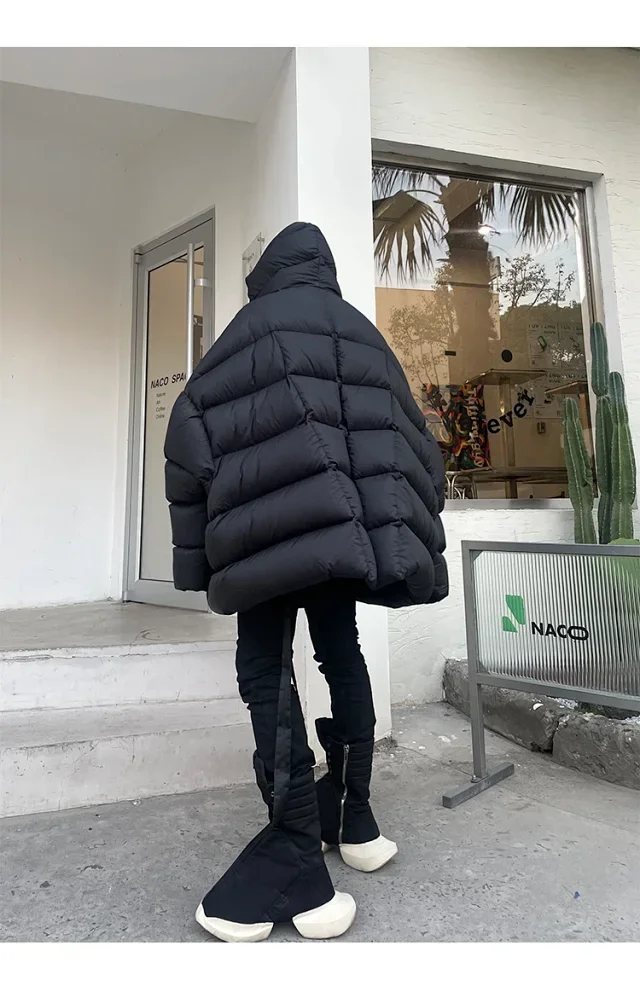NIGO Rick Owens Men's Winter Diablo Style Solid Color Bat Sleeve Loose Hooded Long Sleeve Puffer Down Jacket Ngvp #nigo8833