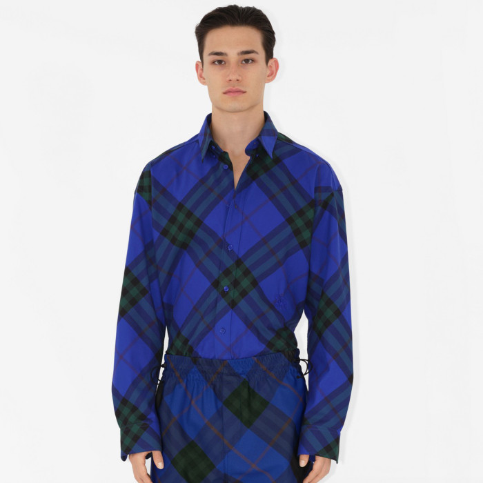 NIGO Burberry Men's Spring And Autumn New Retro Plaid Cotton Shirt Color Blocking Single-breasted Lapel Button Down Shirt  #nigo71363