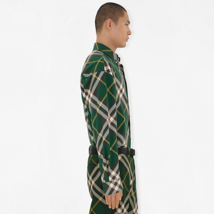 NIGO Burberry Men's Spring And Autumn New Retro Plaid Cotton Shirt Color Blocking Single-breasted Lapel Button Down Shirt  #nigo71363