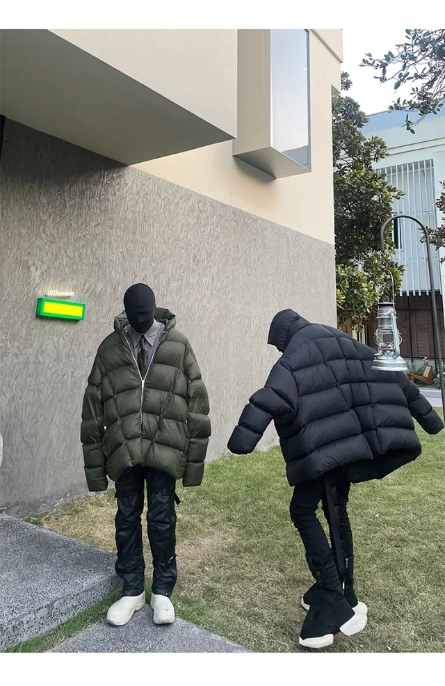 NIGO Rick Owens Men's Winter Diablo Style Solid Color Bat Sleeve Loose Hooded Long Sleeve Puffer Down Jacket Ngvp #nigo8833