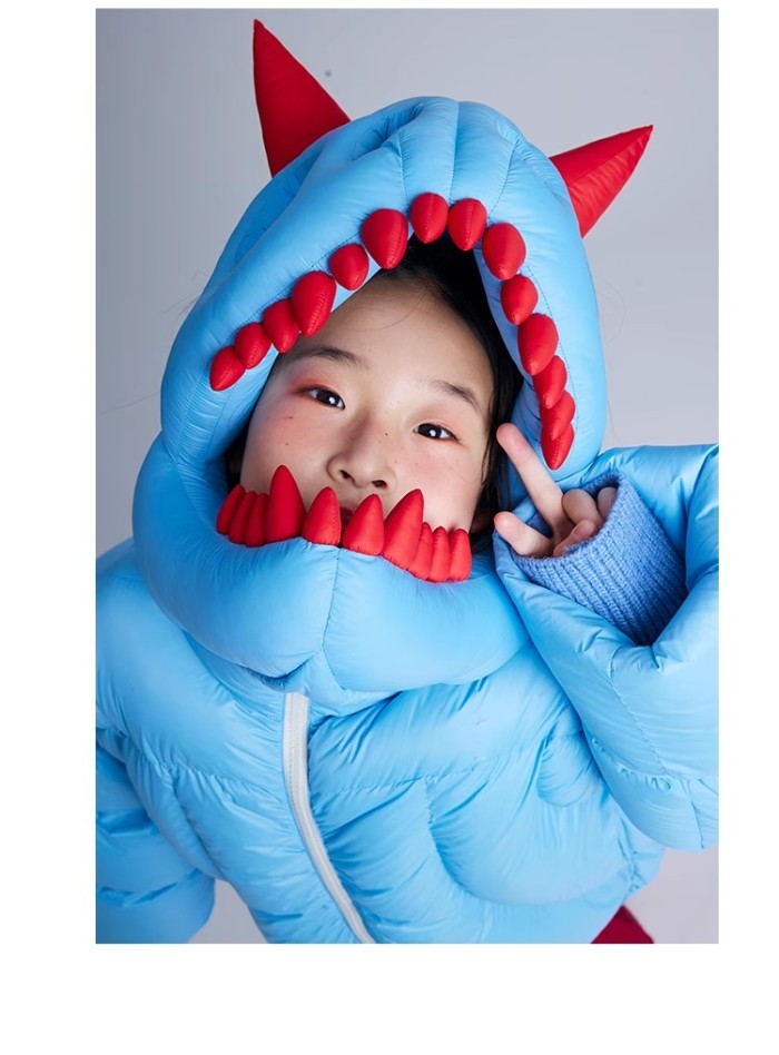 NIGO Kid's Autumn And Winter Solid Color Dinosaur Thickened Long Sleeve Hooded Puffer Down Jacket #nigo31324