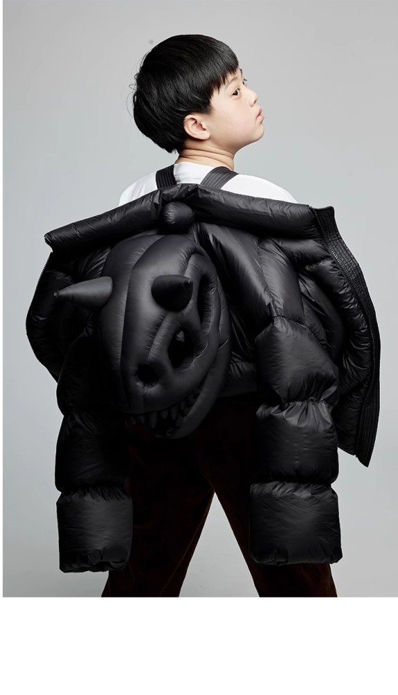 NIGO Kid's Autumn And Winter Solid Color Long Sleeve Stereoscopic Dinosaur Shaped Hat Puffer Down Jacket #nigo31325
