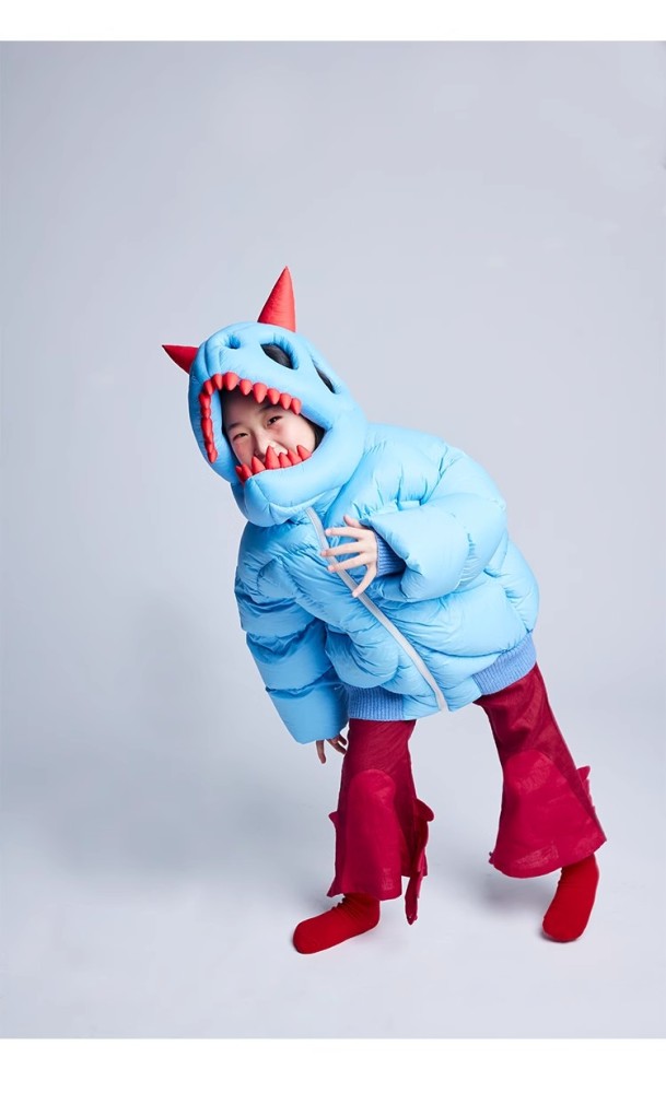 NIGO Kid's Autumn And Winter Solid Color Dinosaur Thickened Long Sleeve Hooded Puffer Down Jacket #nigo31324