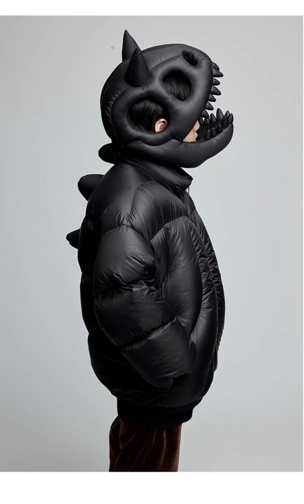 NIGO Kid's Autumn And Winter Solid Color Long Sleeve Stereoscopic Dinosaur Shaped Hat Puffer Down Jacket #nigo31325