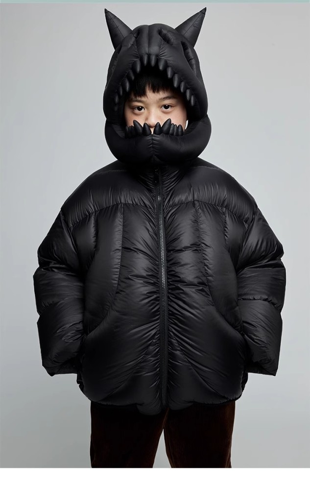 NIGO Kid's Autumn And Winter Solid Color Long Sleeve Stereoscopic Dinosaur Shaped Hat Puffer Down Jacket #nigo31325