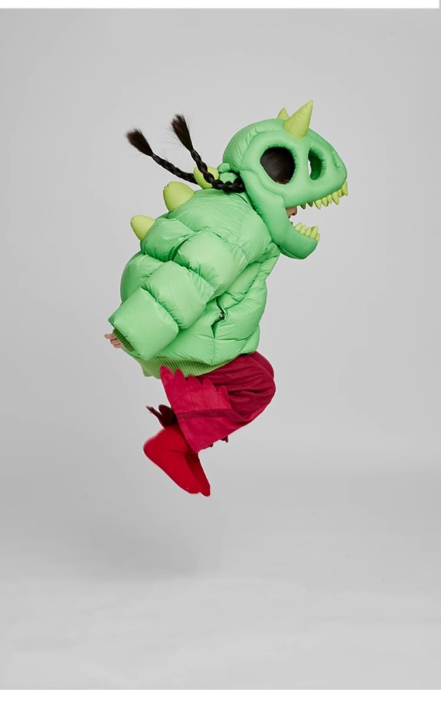 NIGO Kid's Autumn And Winter Solid Color Three-Dimensional Cutting Dinosaur Cap Hooded Loose Long-Sleeved Puffer Down Jacket #nigo31323