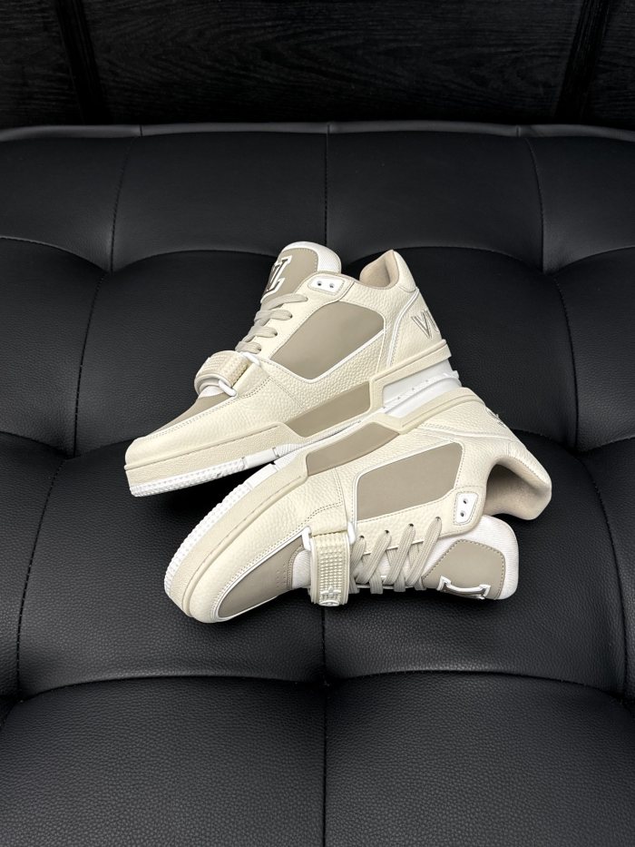 NIGO Louis Vuitton Men's Four Seasons LV TRAINER Solid Color Round Toe Lace Up Low Top Sneakers Casual Board Shoes #nigo71367