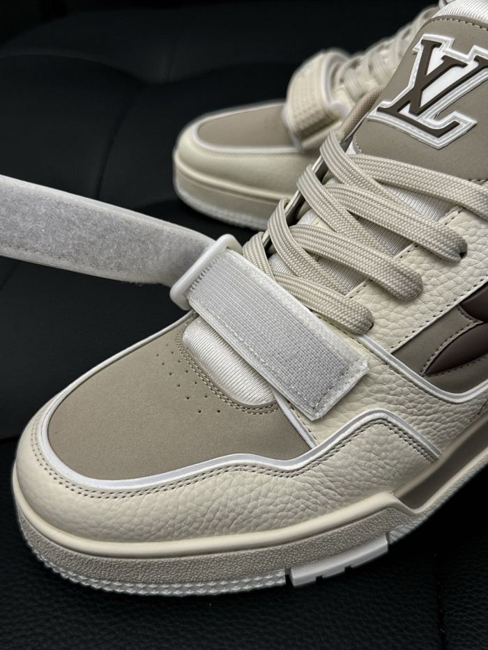 NIGO Louis Vuitton Men's Four Seasons LV TRAINER Solid Color Round Toe Lace Up Low Top Sneakers Casual Board Shoes #nigo71367