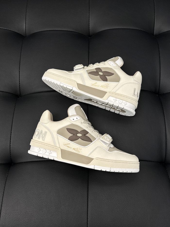 NIGO Louis Vuitton Men's Four Seasons LV TRAINER Solid Color Round Toe Lace Up Low Top Sneakers Casual Board Shoes #nigo71367