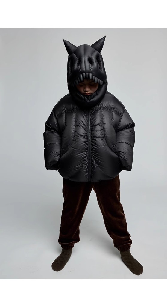 NIGO Kid's Autumn And Winter Solid Color Long Sleeve Stereoscopic Dinosaur Shaped Hat Puffer Down Jacket #nigo31325