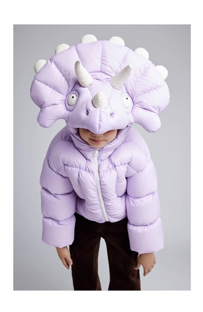 NIGO Kid's Autumn And Winter Solid Color Triceratops Jacket Thickened Short Zipper Loose Hooded Puffer Down Jacket #nigo31322